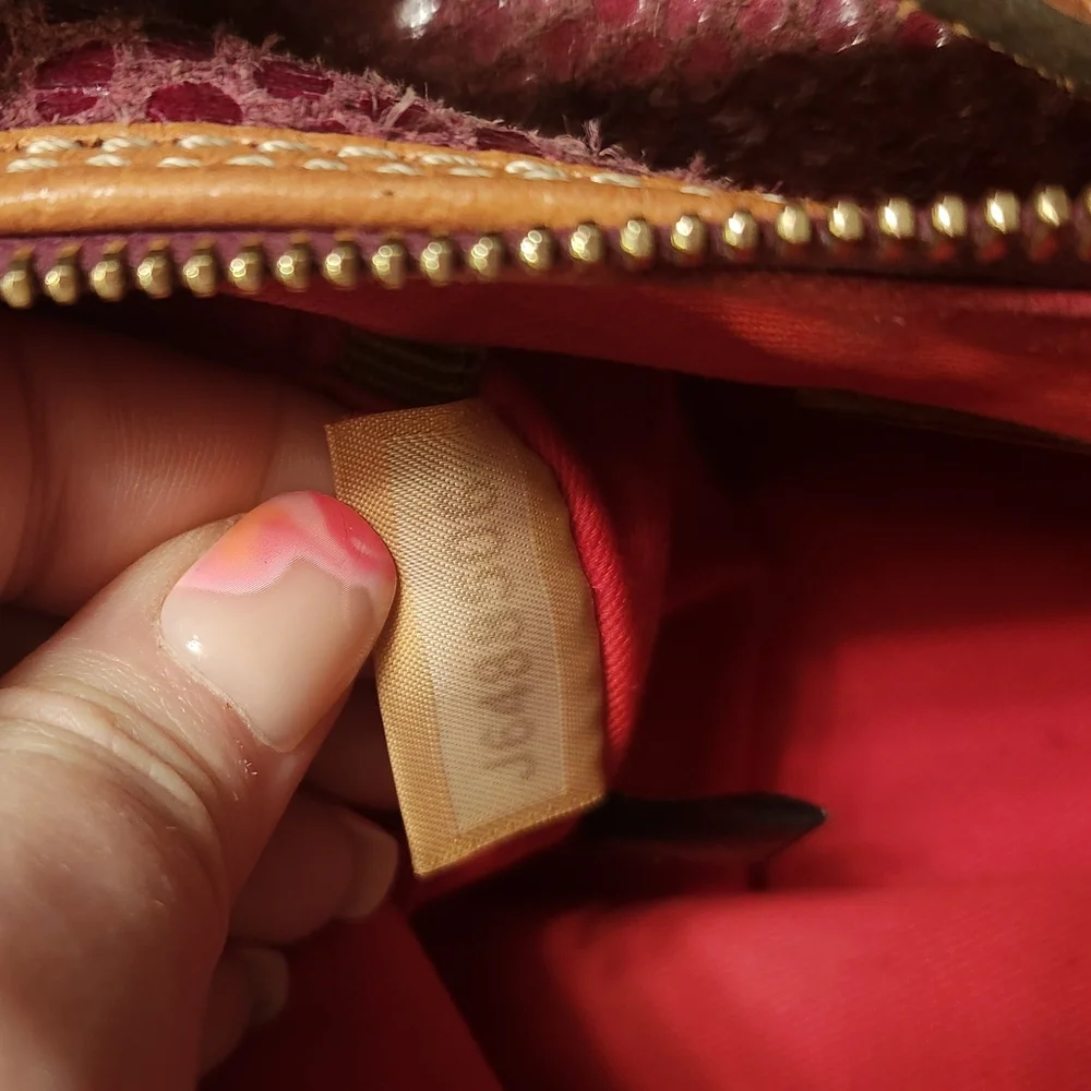 Dooney And Bourke Bordeaux, Snakeskin Embossed Leather Hobo Bag-  GUC 14×13 - Picture 4 of 16